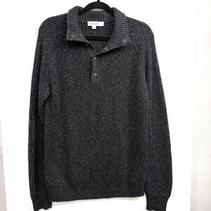 Calvin Klein Mens Charcoal Gray 1/4 Snap Long Sleeve Pullover Turtleneck Sweater